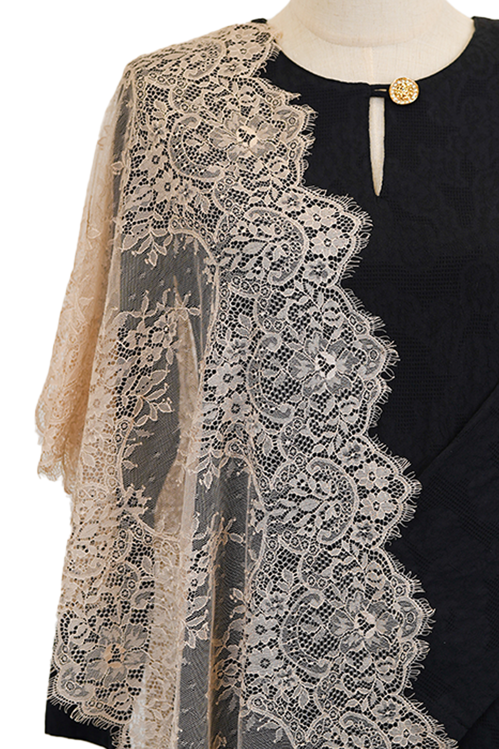 French Lace Selendang (Light Brown)