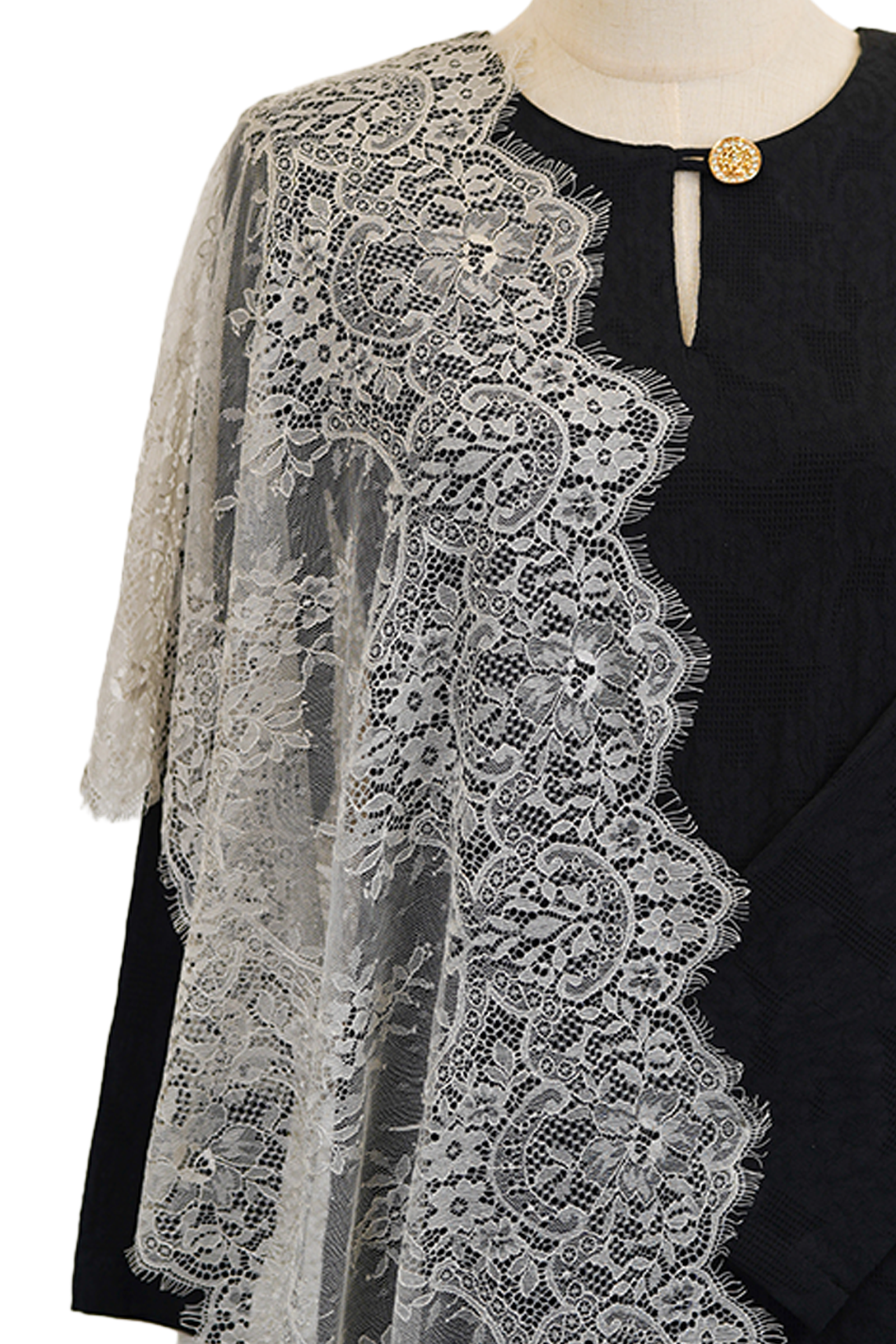 French Lace Selendang (Silver Grey)