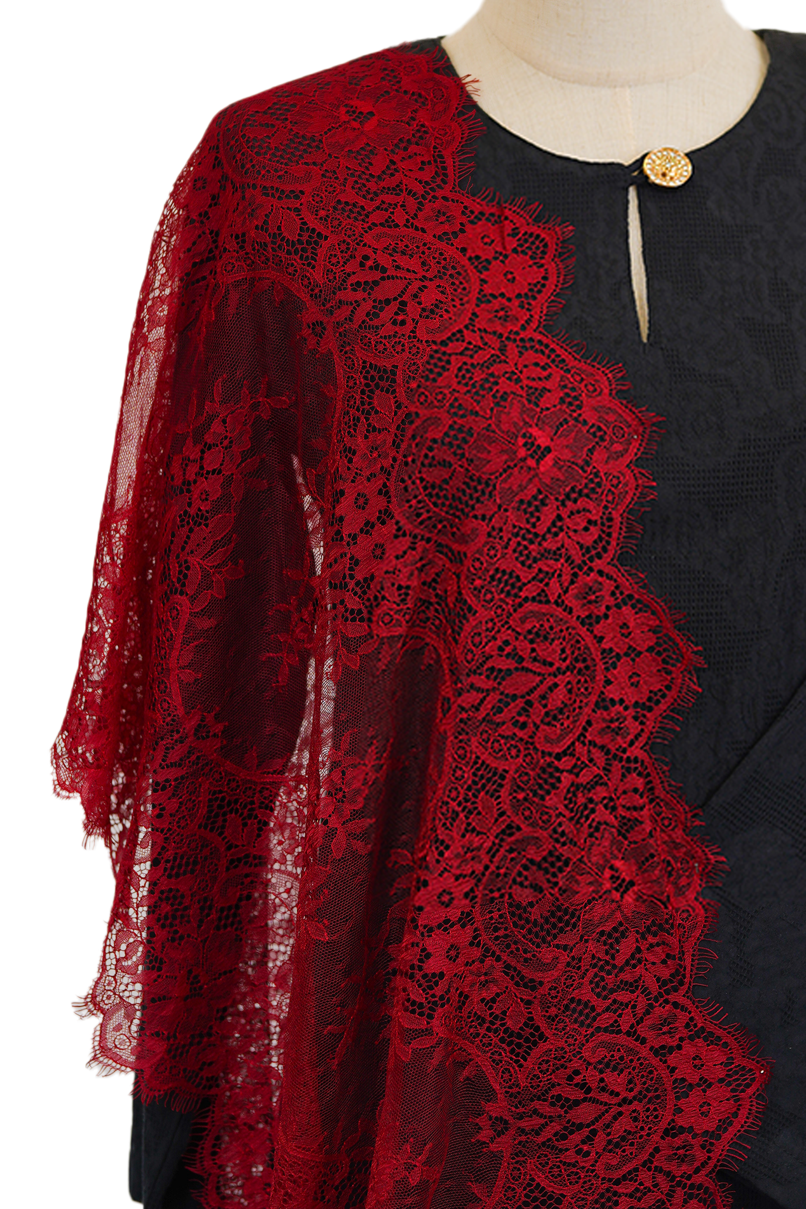 French Lace Selendang (Maroon)
