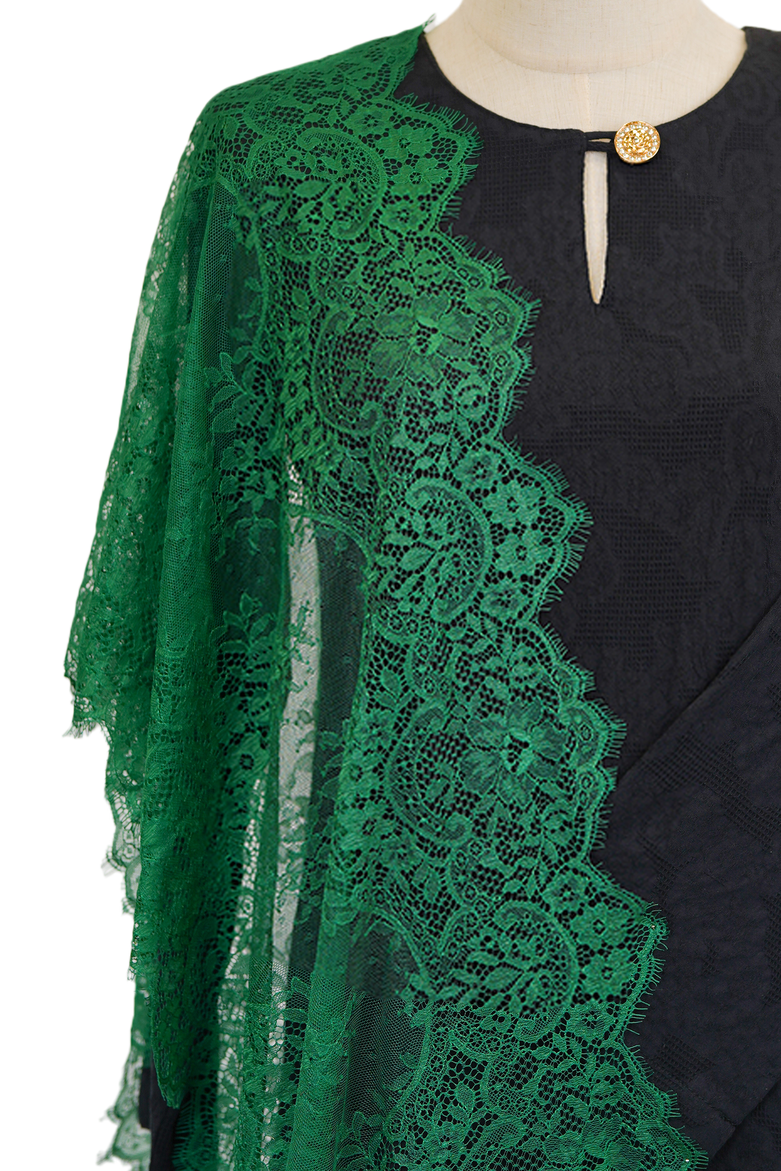 French Lace Selendang (Emerald Green)