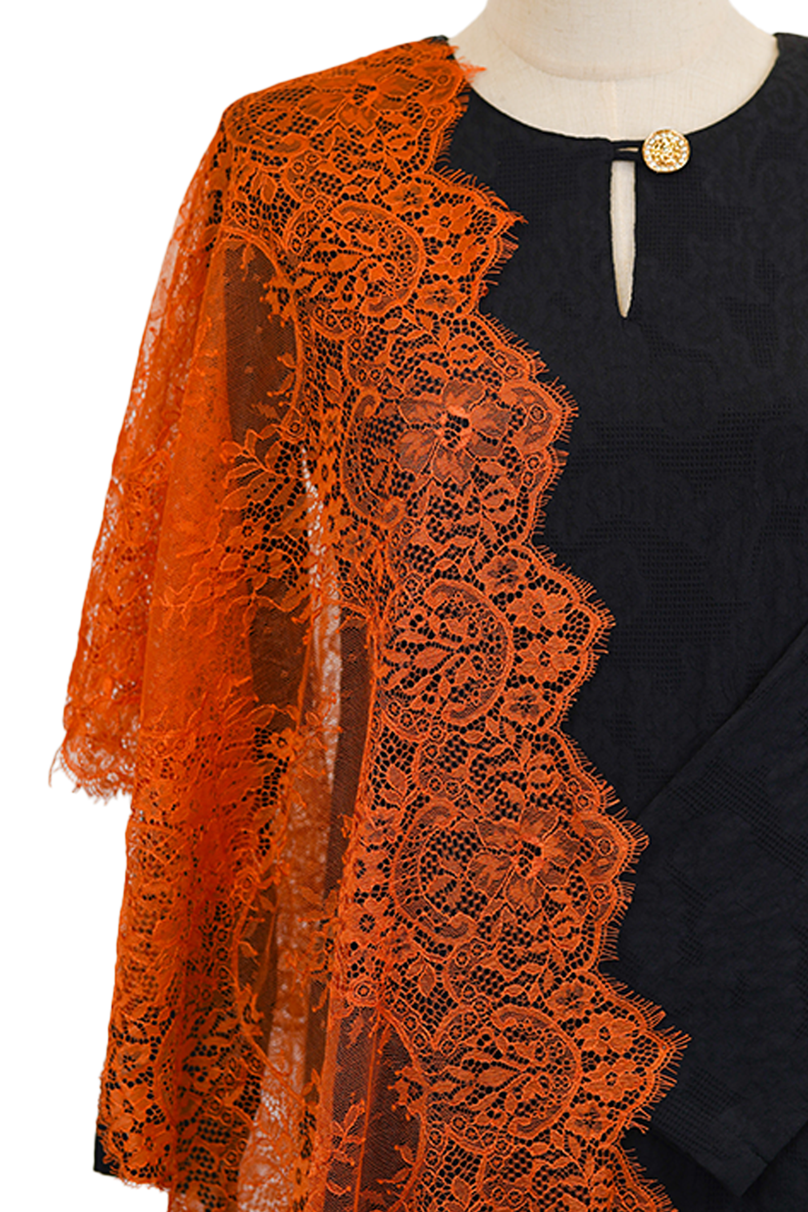 French Lace Selendang (Orange)