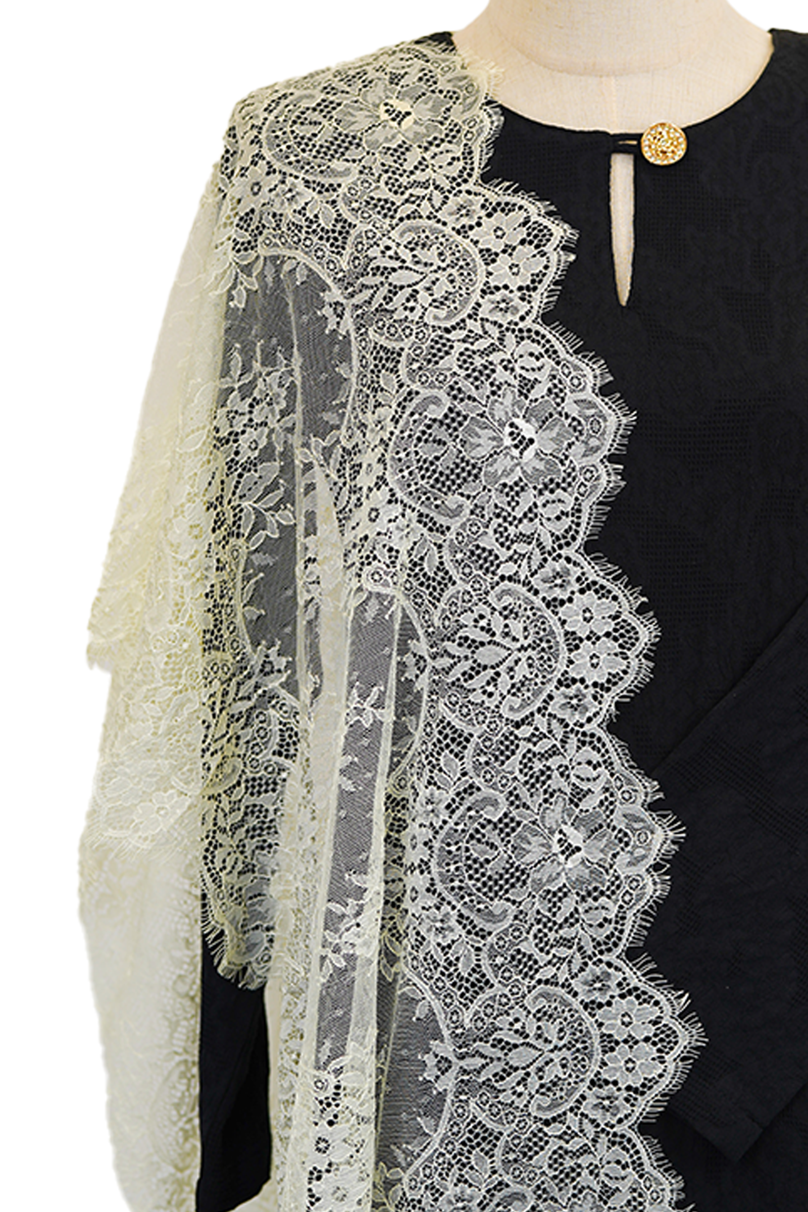 French Lace Selendang (Light Yellow)