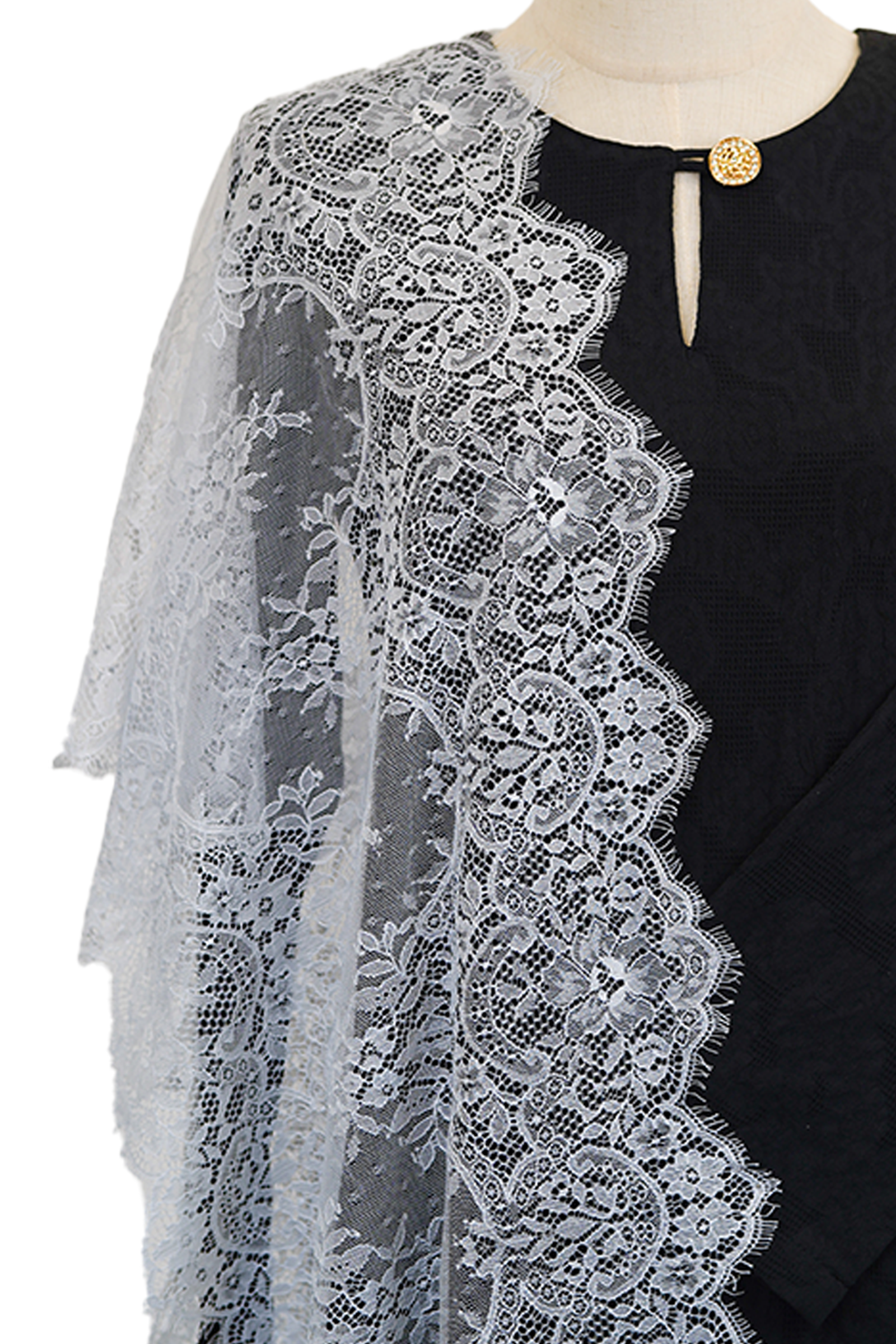 French Lace Selendang (Light Blue)