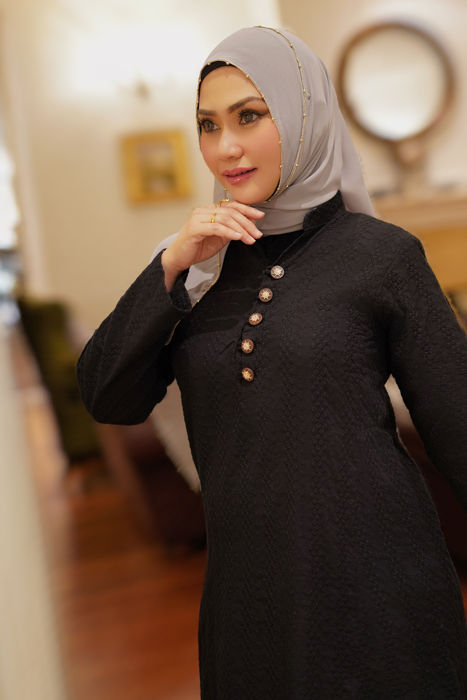 Eva Shawl - Borderline Shimmering Rhinestones (Silver Grey)