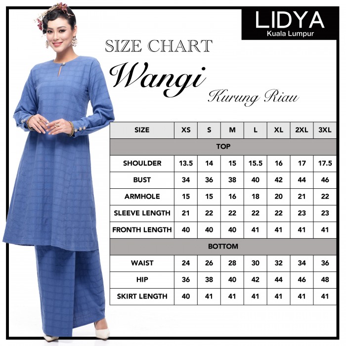 Kurung Riau Wangi (Denim Blue)