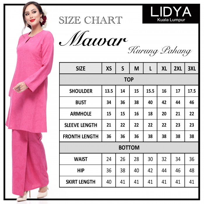Klasik Kurung Pahang Mawar (Fuscia Pink)