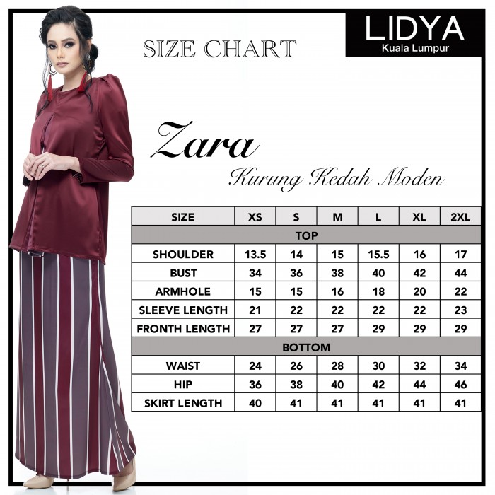 Zara Mini Kurung (Maroon)