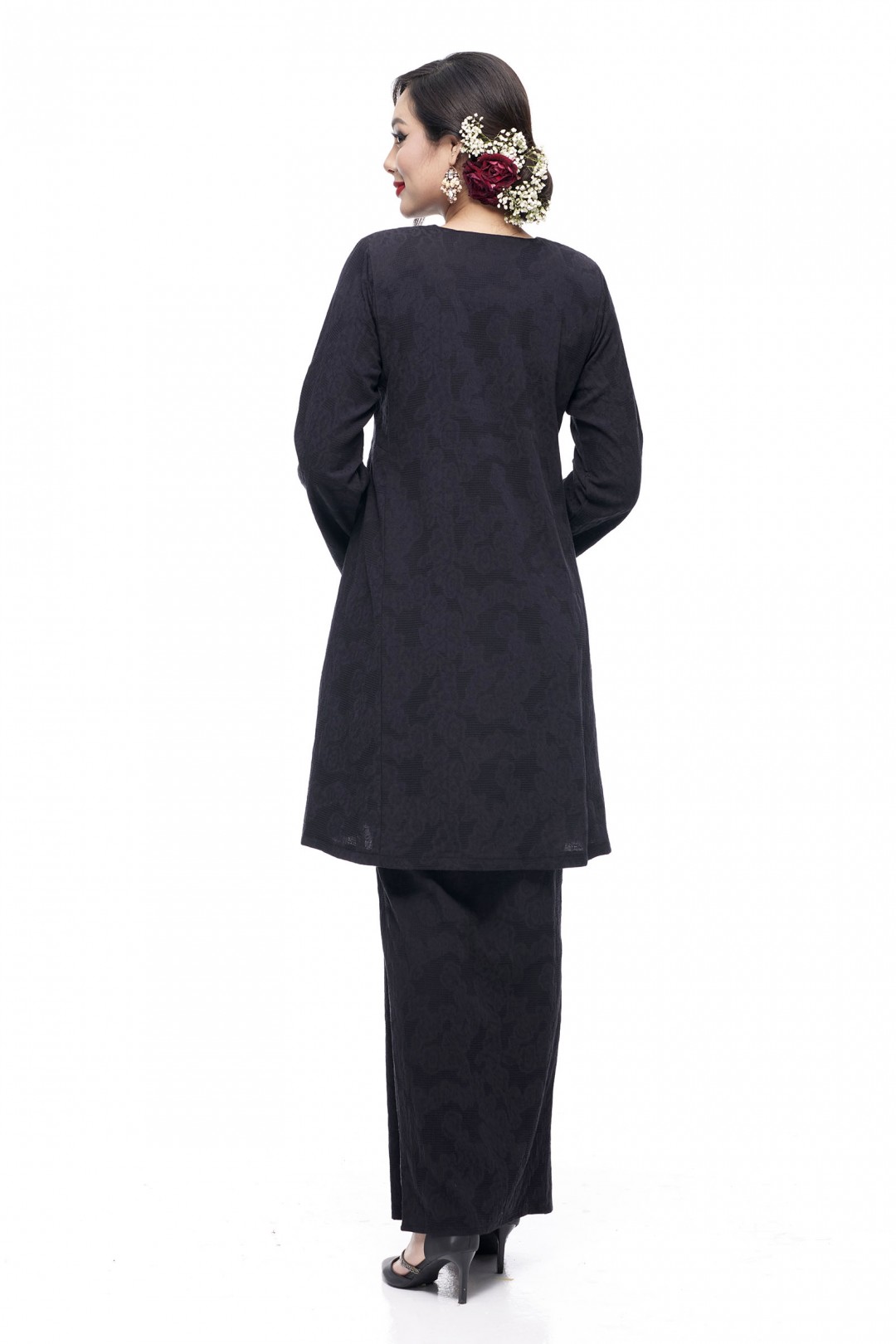 Klasik Kurung Pahang Mawar (Black)