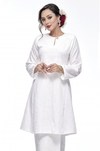 Klasik Kurung Mawar (White)