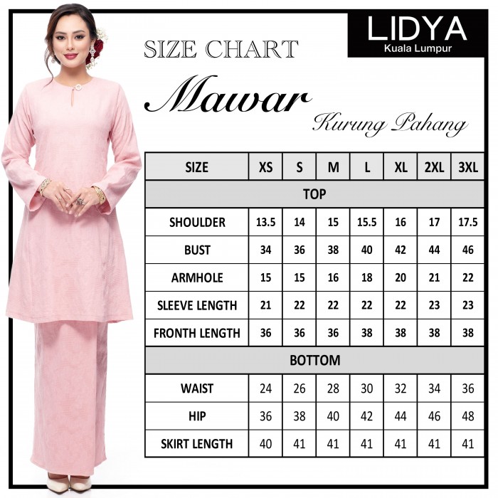 Klasik Kurung Pahang Mawar (Dusty Pink)