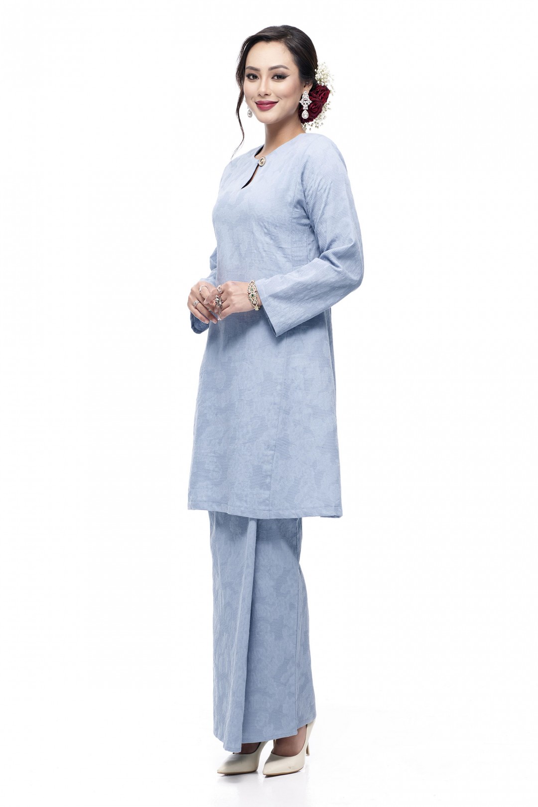 Klasik Kurung Pahang Mawar (Dusty Blue)
