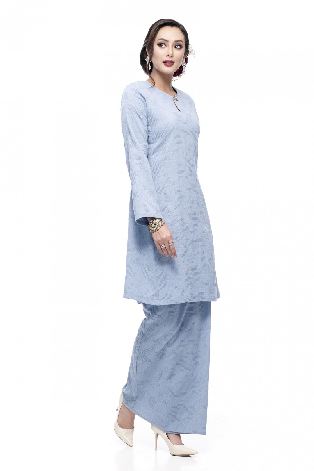 Klasik Kurung Pahang Mawar (Dusty Blue)