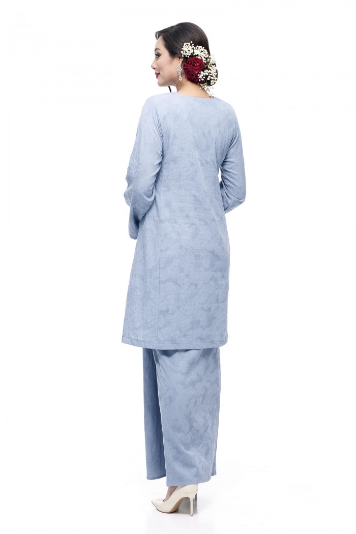 Klasik Kurung Pahang Mawar (Dusty Blue)