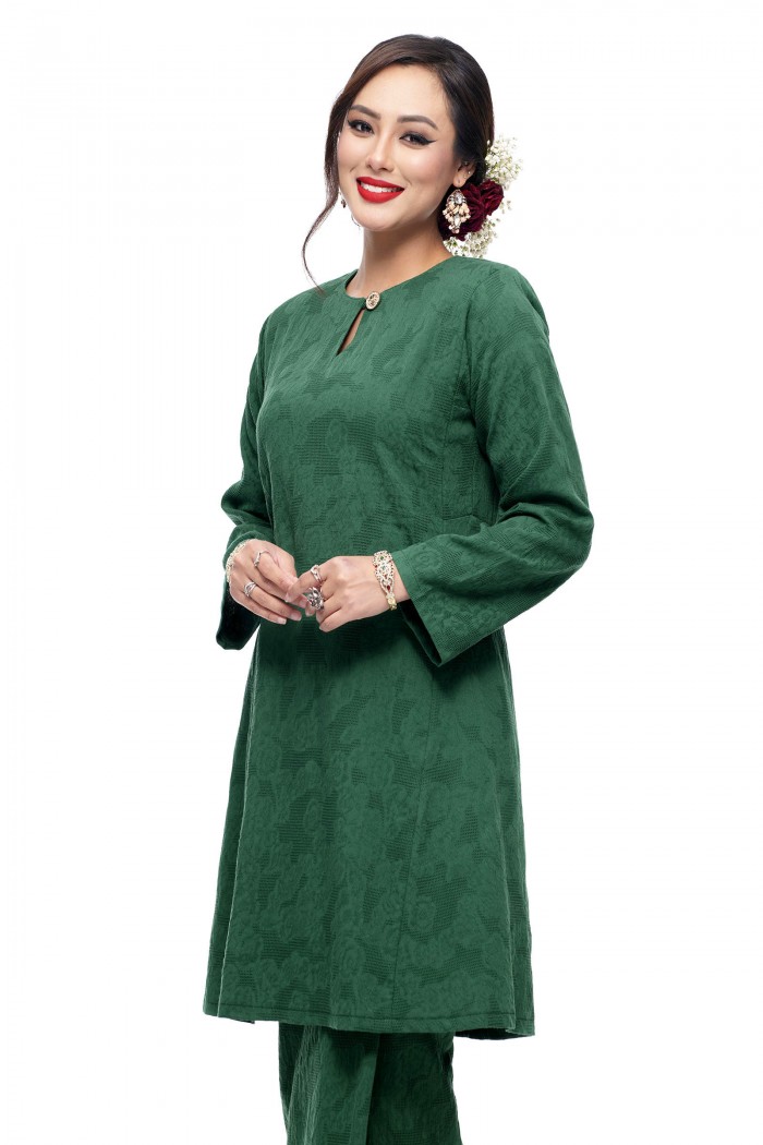 Klasik Kurung Pahang Mawar (Emerald Green)