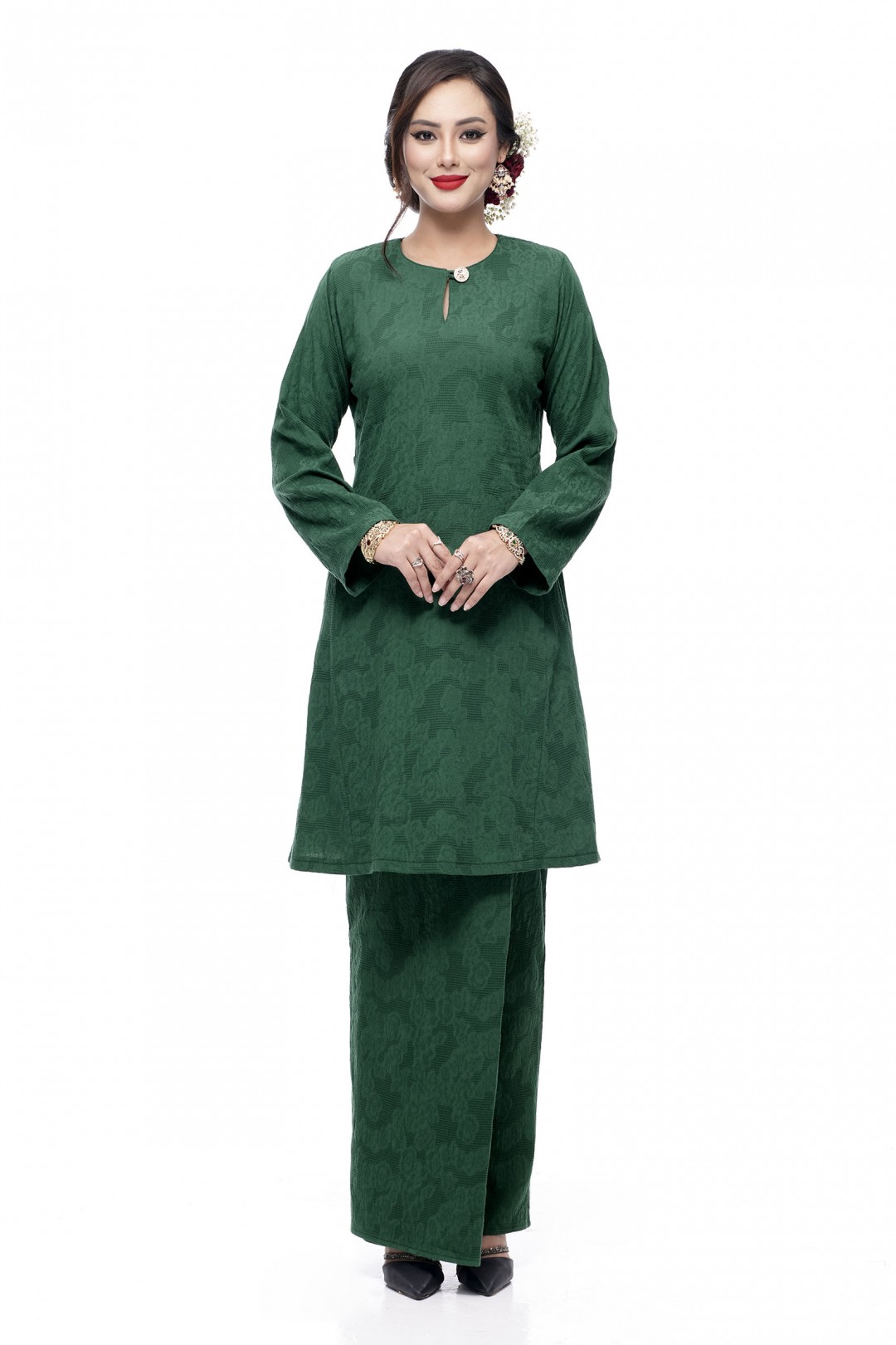 Klasik Kurung Pahang Mawar (Emerald Green)