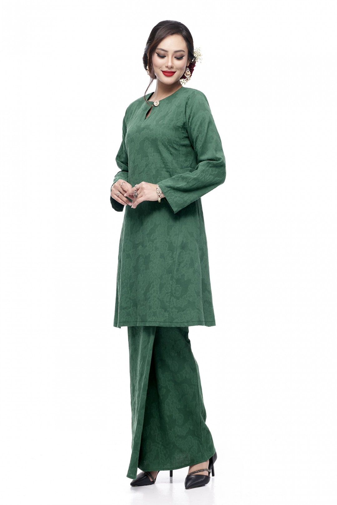 Klasik Kurung Pahang Mawar (Emerald Green)