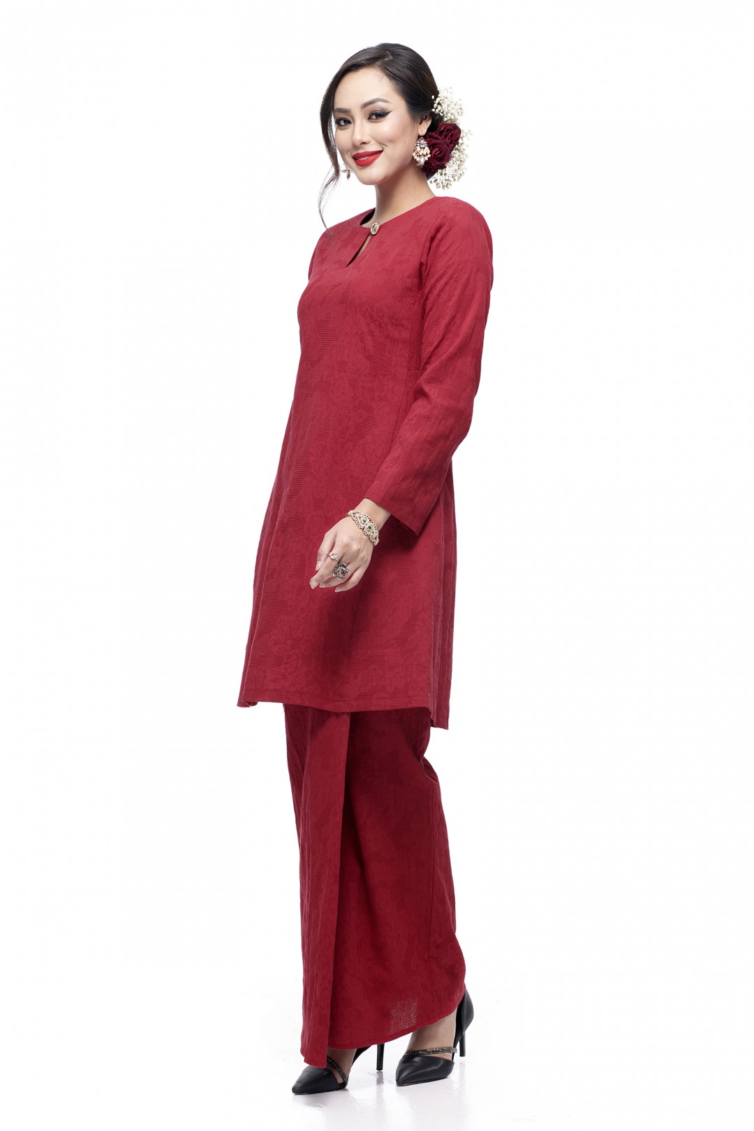 Klasik Kurung Pahang Mawar (Ruby Red)