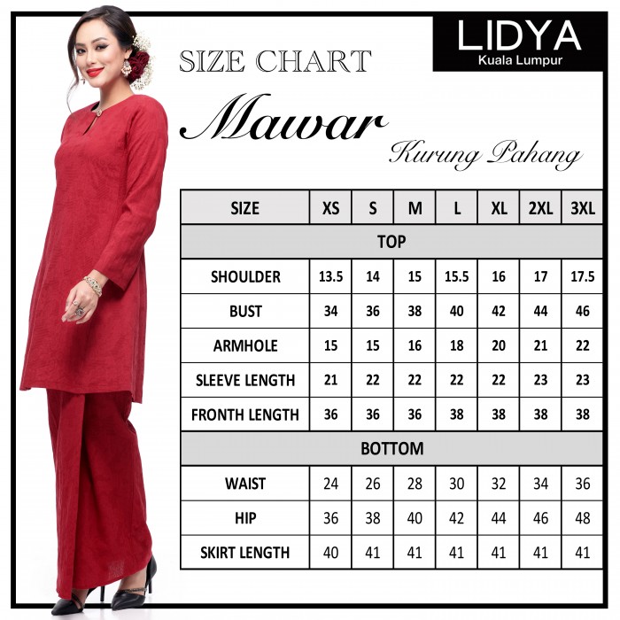 Klasik Kurung Pahang Mawar (Ruby Red)