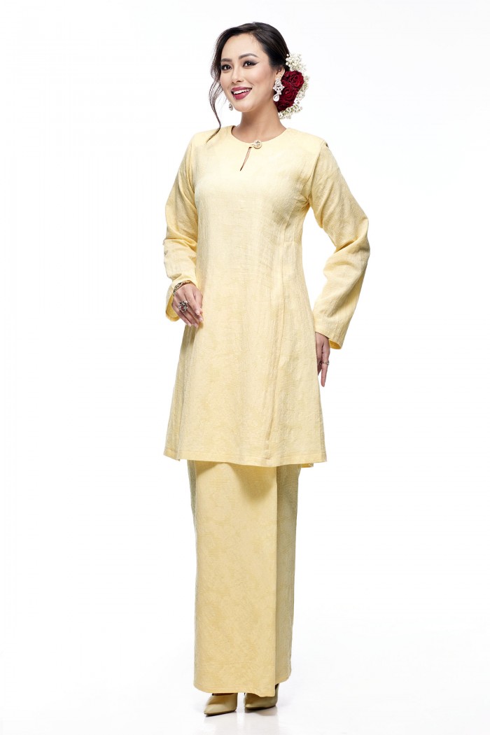 Klasik Kurung Pahang Mawar (Daffodil Yellow)