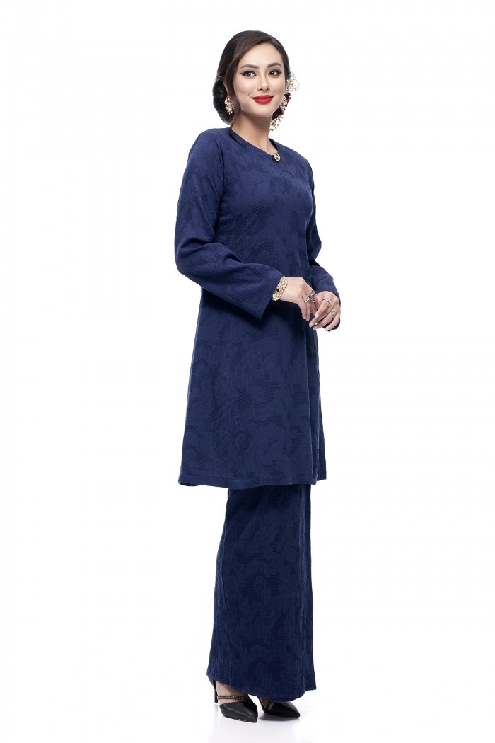 Klasik Kurung Pahang Mawar (Navy Blue)