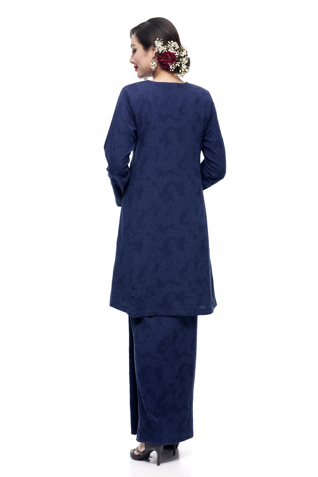 Klasik Kurung Pahang Mawar (Navy Blue)