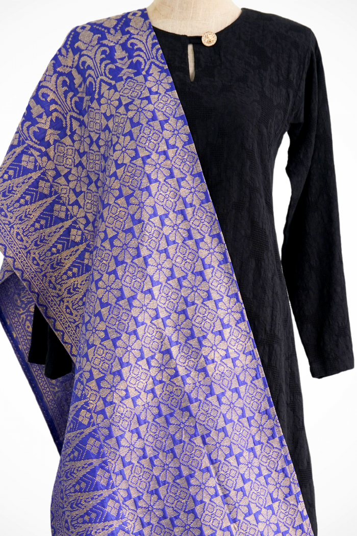 Selendang Songket Klasik (Blue)