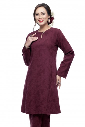 Klasik Kurung Mawar (Maroon)