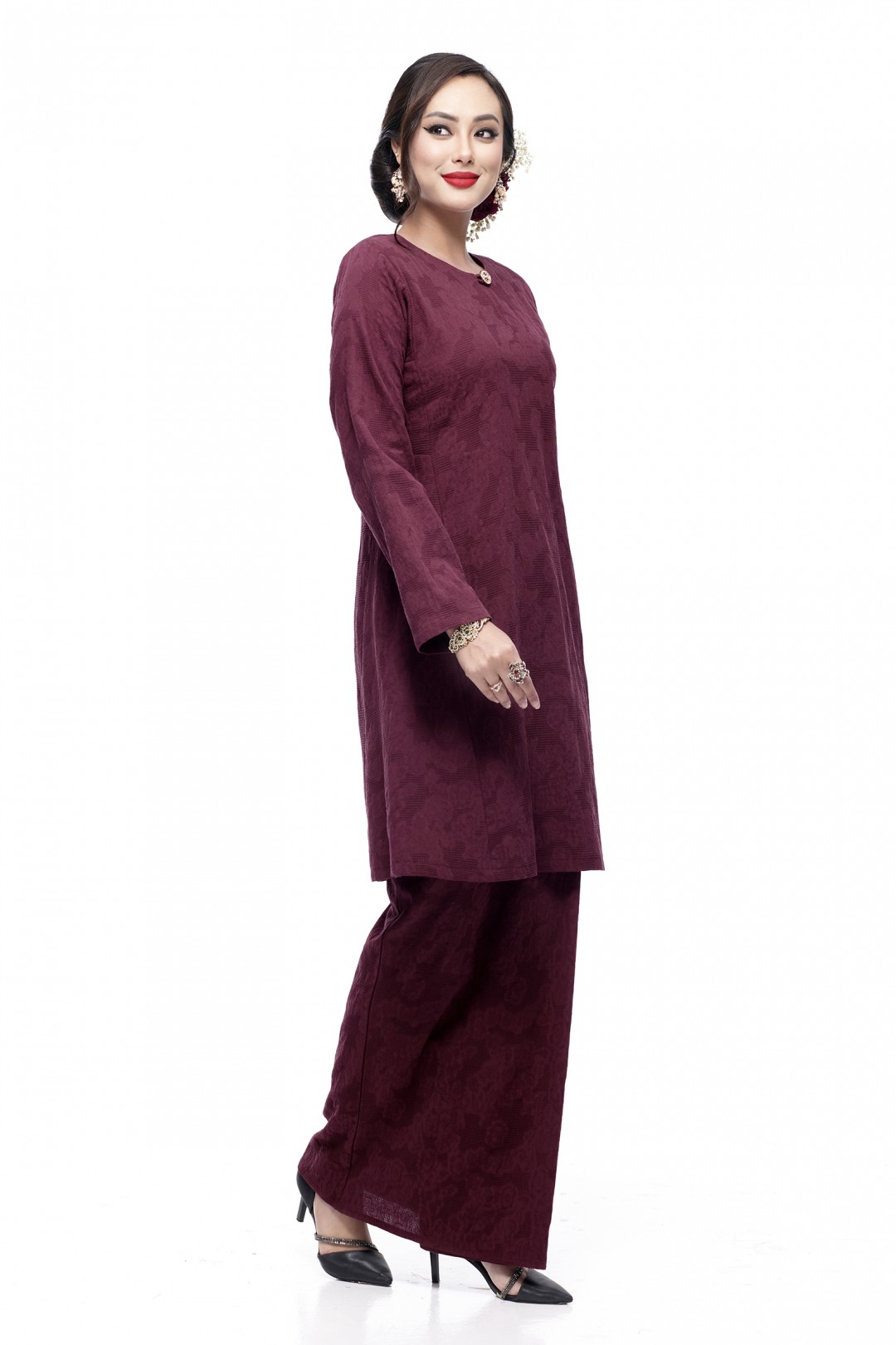 Klasik Kurung Pahang Mawar (Maroon)