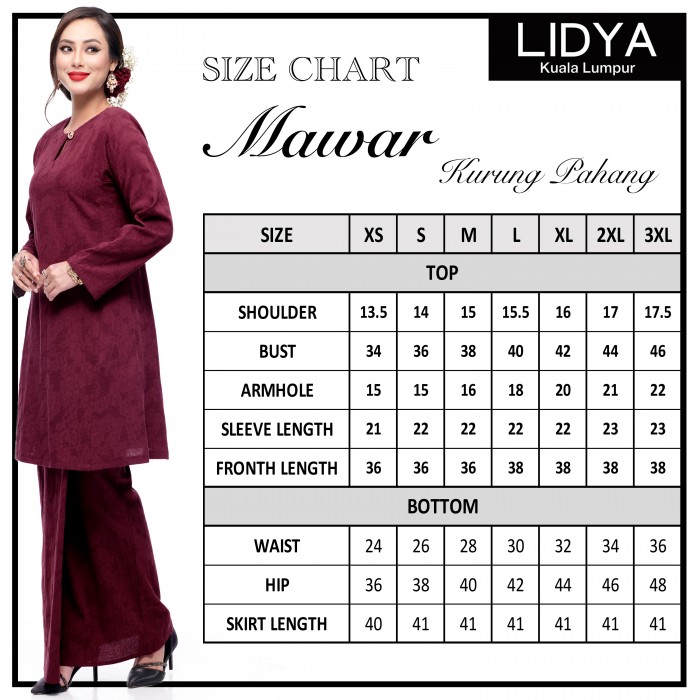 Klasik Kurung Mawar (Maroon)