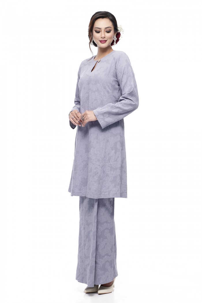 Klasik Kurung Pahang Mawar (Silver Grey)