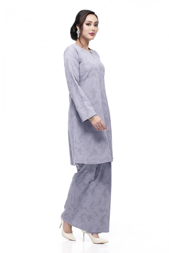 Klasik Kurung Pahang Mawar (Silver Grey)