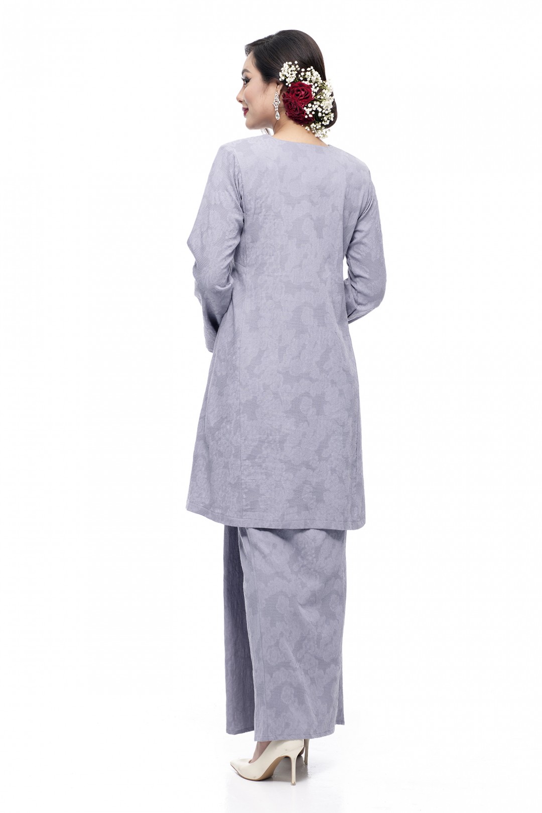 Klasik Kurung Pahang Mawar (Silver Grey)