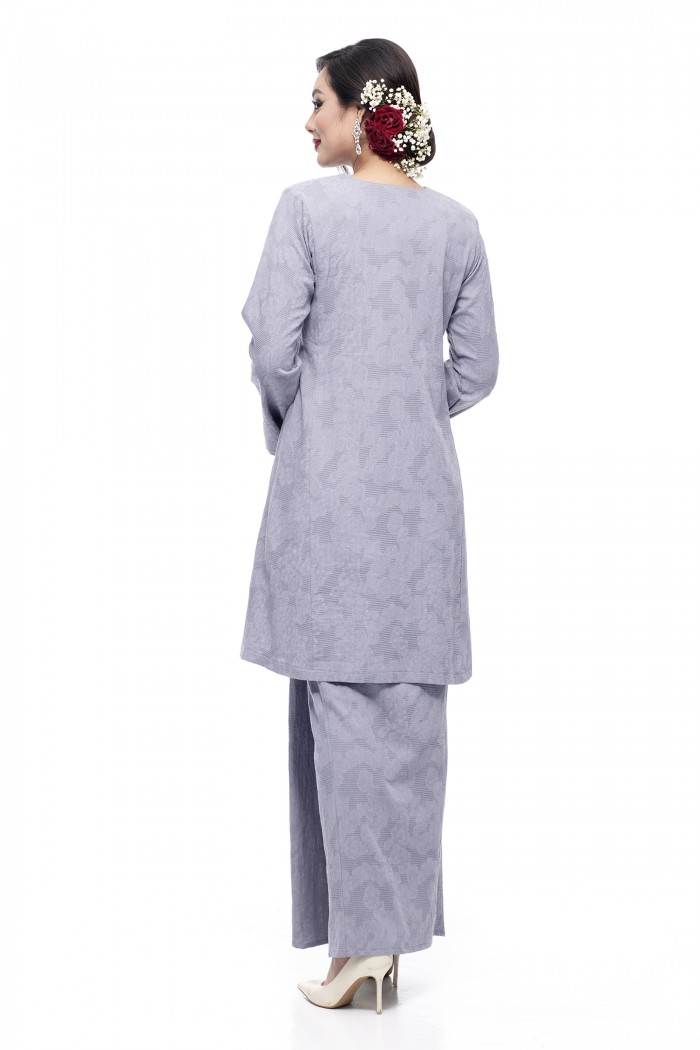 Klasik Kurung Pahang Mawar (Silver Grey)