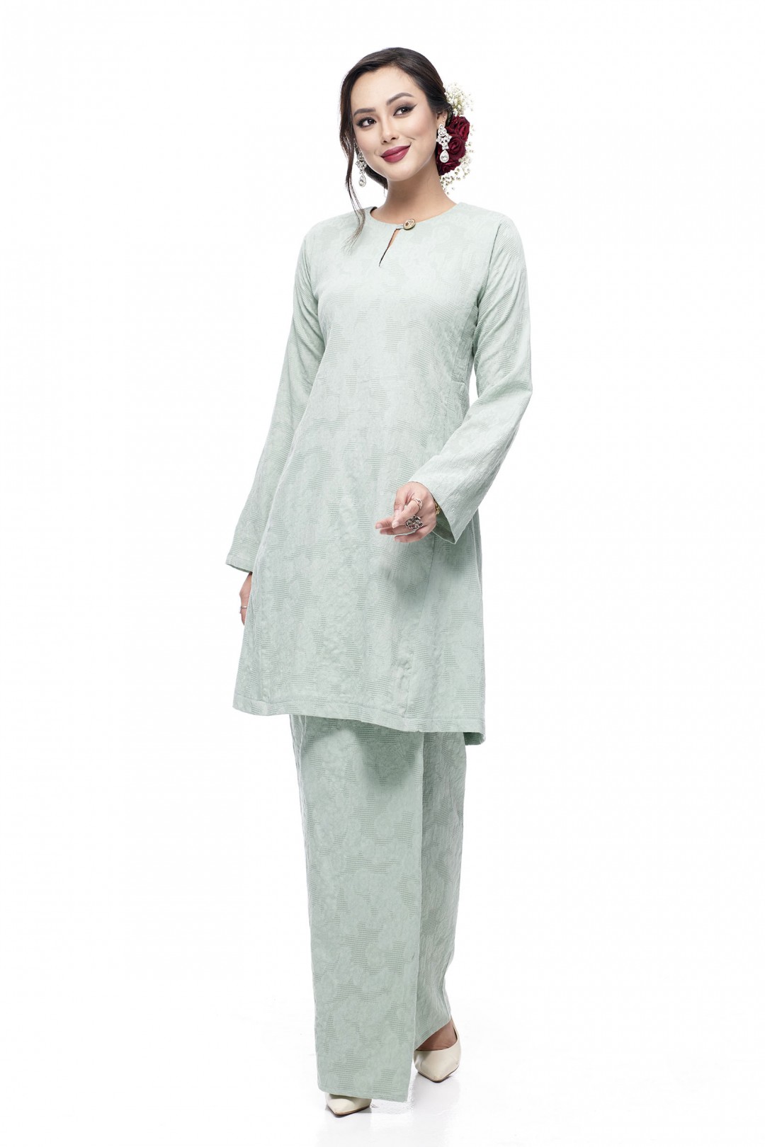 Klasik Kurung Pahang Mawar (Mint Green)