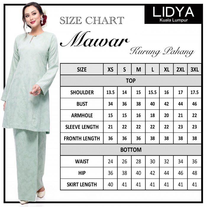 Klasik Kurung Pahang Mawar (Mint Green)