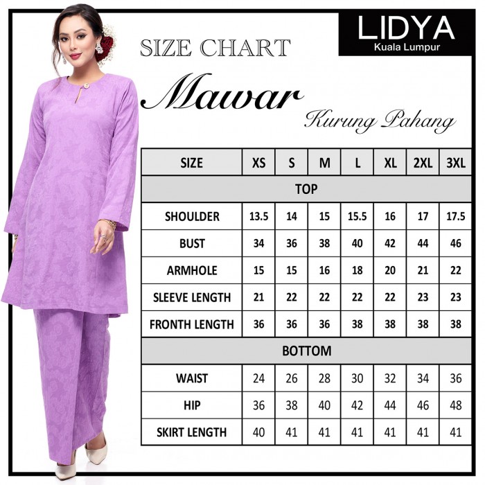 Klasik Kurung Pahang Mawar (Lilac)