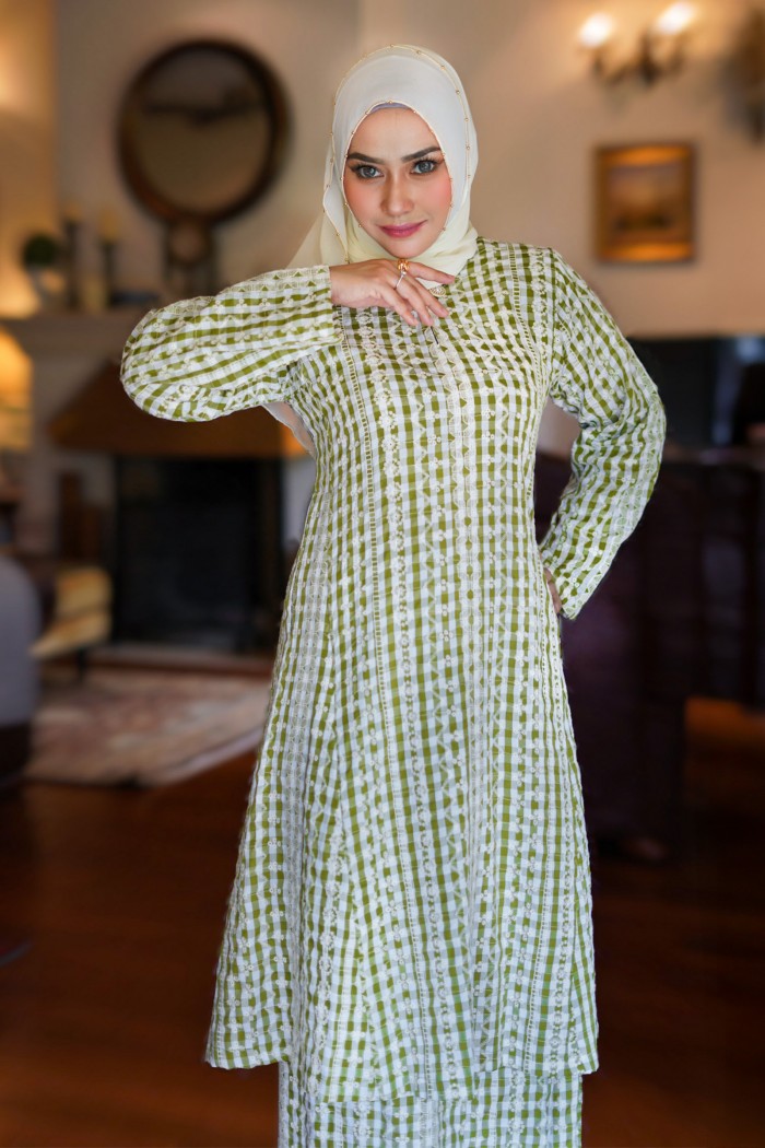 Kurung Riau Manja (Olive Green)