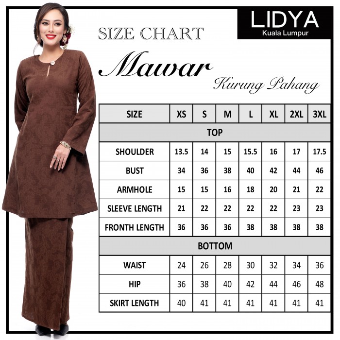 Klasik Kurung Pahang Mawar (Brown)