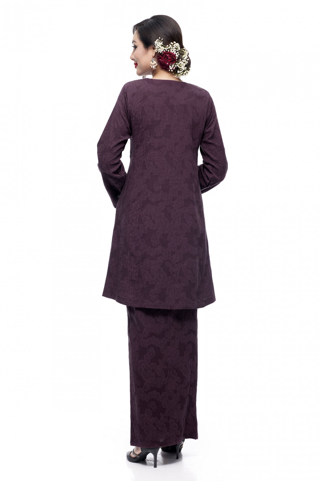 Klasik Kurung Pahang Mawar (Dark Purple)