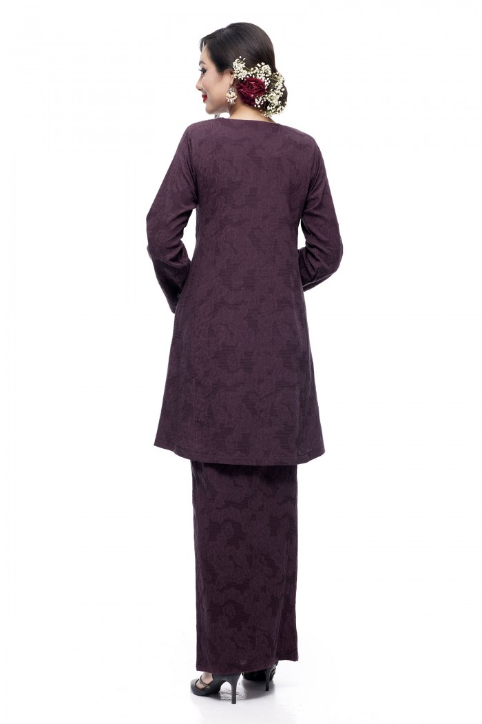 Klasik Kurung Pahang Mawar (Dark Purple)