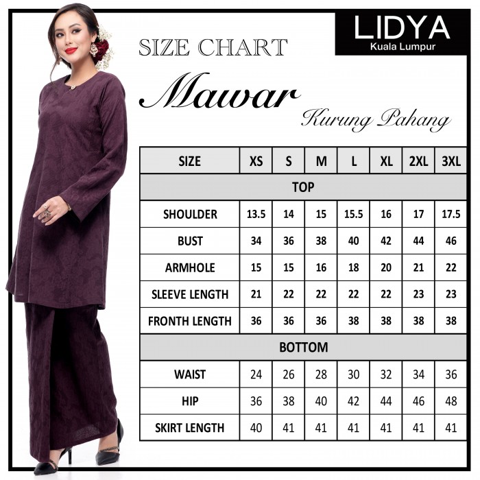 Klasik Kurung Pahang Mawar (Dark Purple)