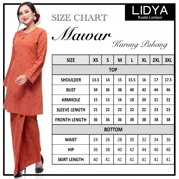 Klasik Kurung Pahang Mawar (Burnt Orange)