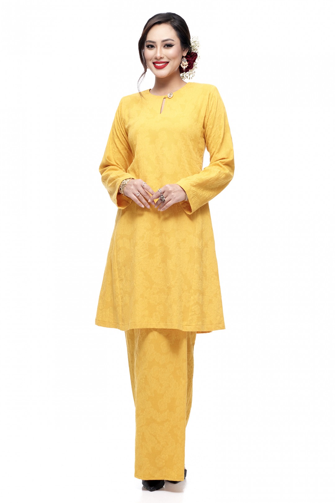 Klasik Kurung Pahang Mawar (Golden Mustard)