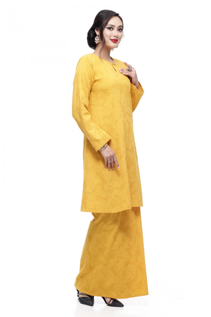 Klasik Kurung Pahang Mawar (Golden Mustard)