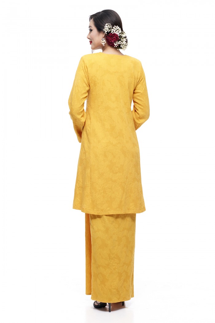 Klasik Kurung Pahang Mawar (Golden Mustard)