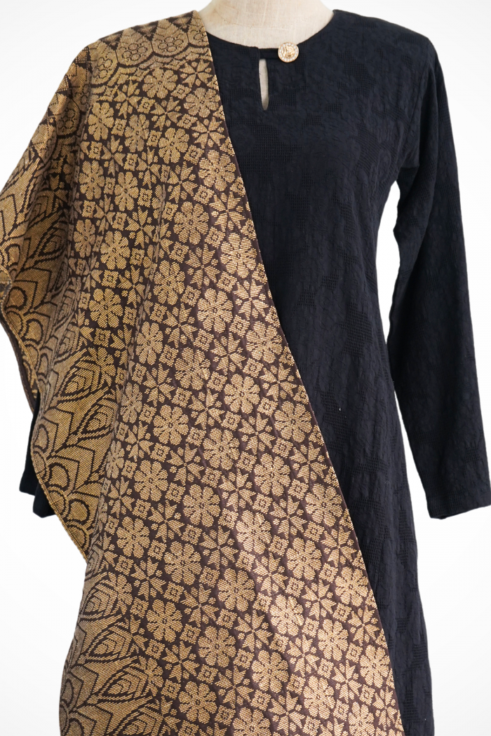 Selendang Songket Klasik (Brown Gold)