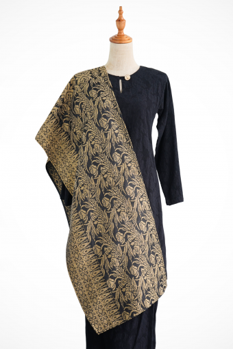 Selendang Songket Klasik (Black Gold Batik)