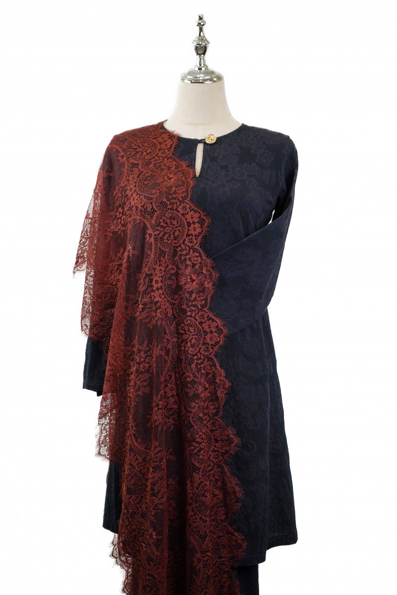 French Lace Selendang (Brown)