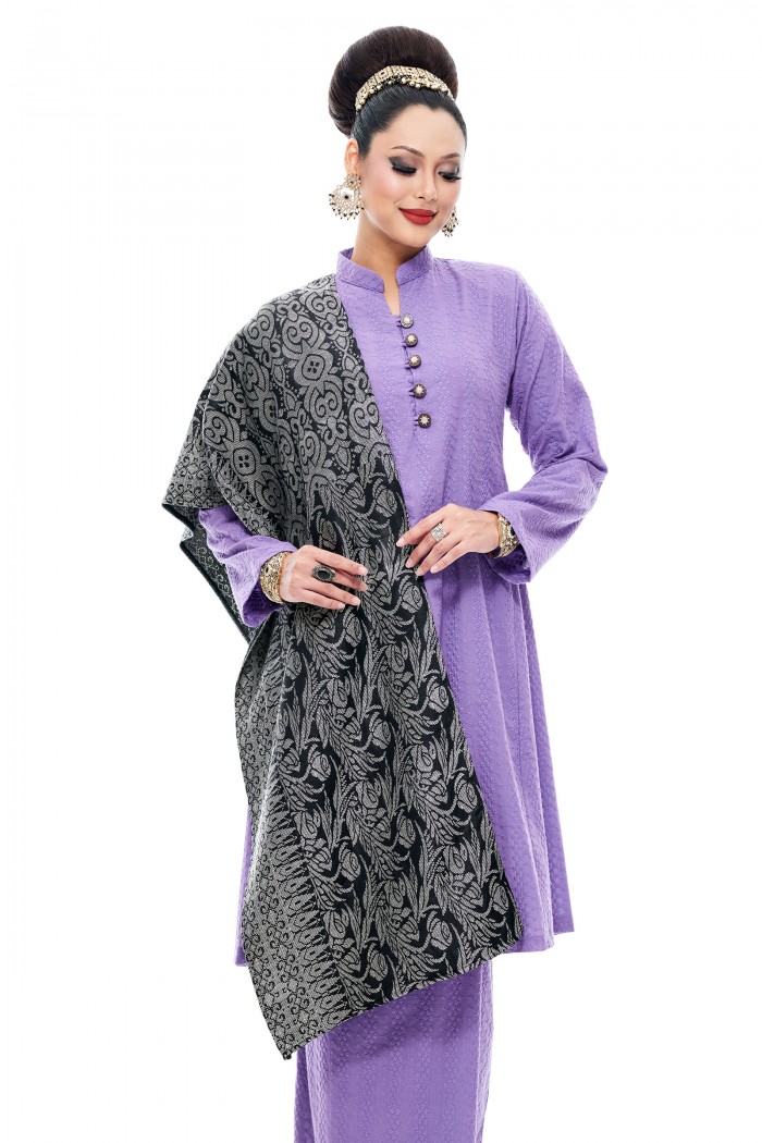 Selendang Songket Klasik (Black Silver Batik)