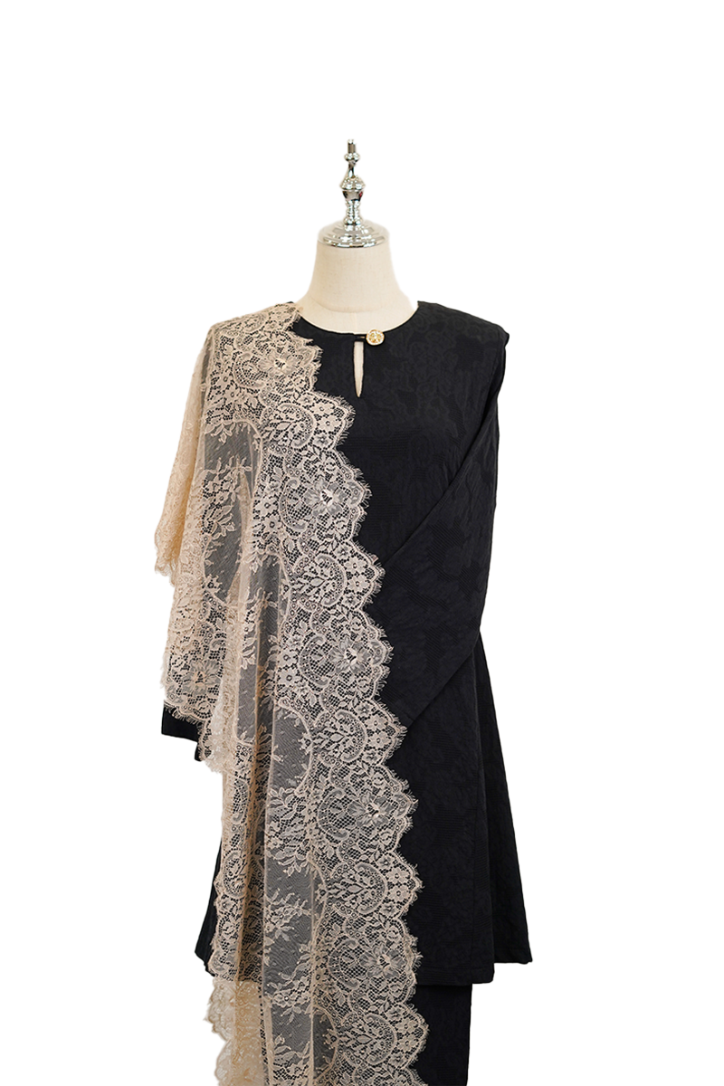 French Lace Selendang (Light Brown)